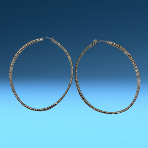 Vintage Y2K Hoop Earrings Pierced Silver Tone Oversized Huge 3" Hip Hop Urban - Picture 3 of 4